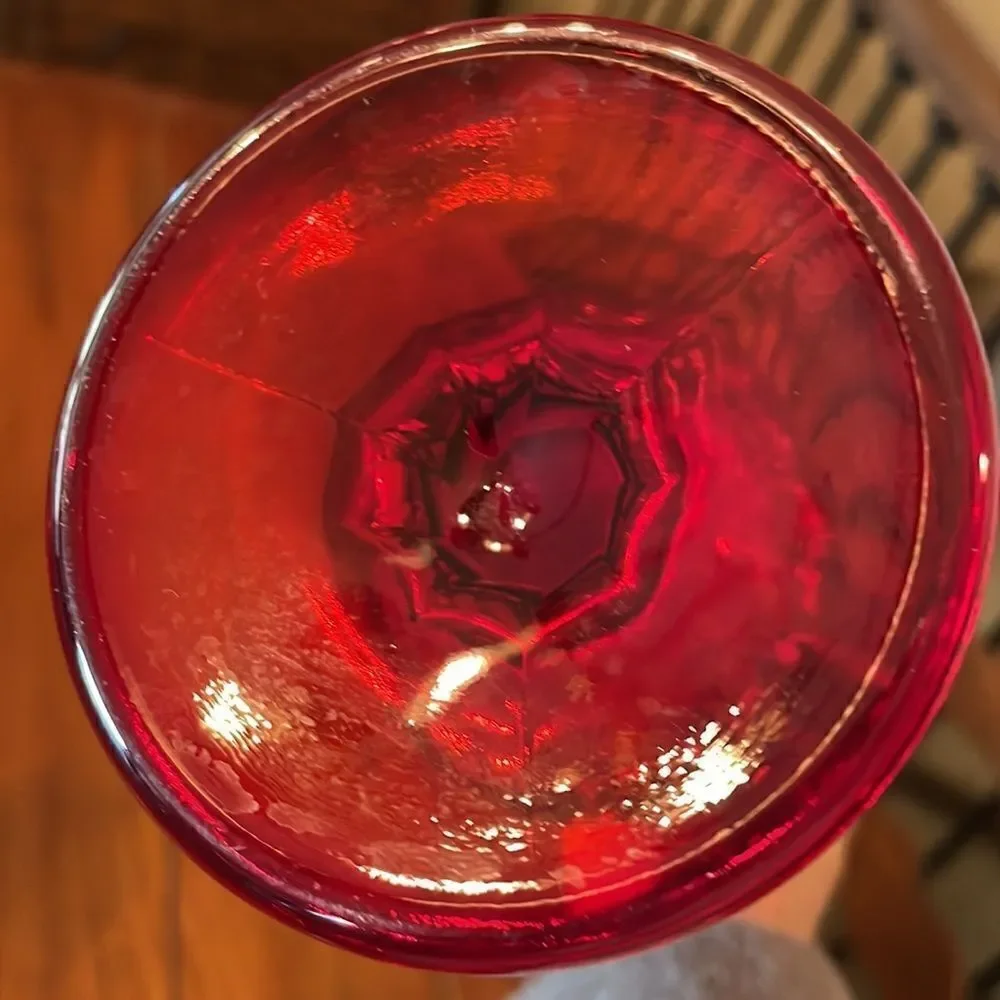 Vintage Fenton Ruby Thumbprint Swung Glass Vase